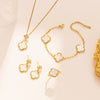 Jewelry Women Copper Titanium Steel Plants Flowers Electroplated Fourpiece Set Necklace Bracelet Earrings Ring