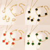 Jewelry Women Copper Titanium Steel Plants Flowers Electroplated Fourpiece Set Necklace Bracelet Earrings Ring