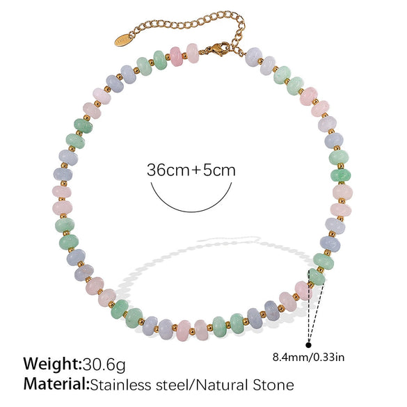 Jewelry Women Fashion Light Luxury Colorful Natural Stone Abacus Bead 316L Stainless Steel Electroplating Bracelet Earrings