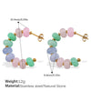Jewelry Women Fashion Light Luxury Colorful Natural Stone Abacus Bead 316L Stainless Steel Electroplating Bracelet Earrings
