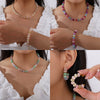 Jewelry Women Fashion Light Luxury Colorful Natural Stone Abacus Bead 316L Stainless Steel Electroplating Bracelet Earrings