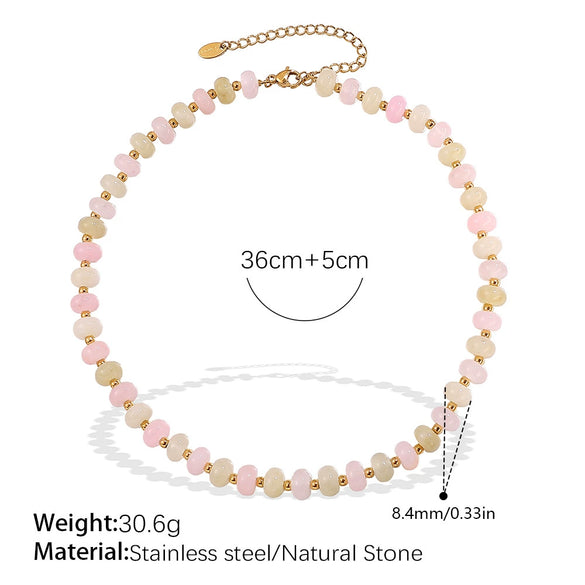 Jewelry Women Fashion Light Luxury Colorful Natural Stone Abacus Bead 316L Stainless Steel Electroplating Bracelet Earrings