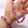 Jewelry Women Fashion Light Luxury Colorful Natural Stone Abacus Bead 316L Stainless Steel Electroplating Bracelet Earrings