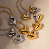 Jewelry Women Love Earrings Necklace Stainless Steel Vacuum Plated 18K Gold Non Fading With Love Drops Bell Pattern