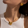 Jewelry Women Love Earrings Necklace Stainless Steel Vacuum Plated 18K Gold Non Fading With Love Drops Bell Pattern
