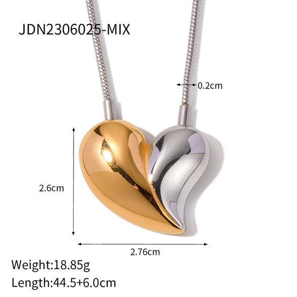 Jewelry Women Love Earrings Necklace Stainless Steel Vacuum Plated 18K Gold Non Fading With Love Drops Bell Pattern