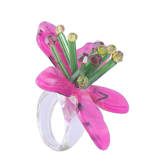 Jewelry Women Plexiglass Resin Tube Braided Weaving Flowers Earrings Ring Necklace