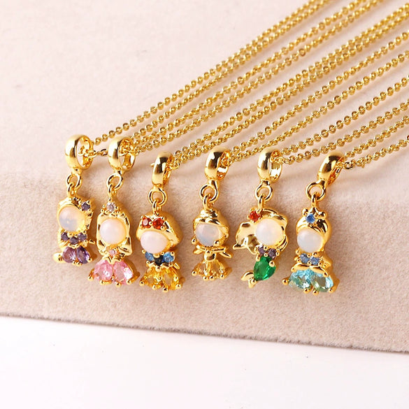 Jewelry Women Princess Pendant Necklace Zircon Inlaid With Cartoon Characters