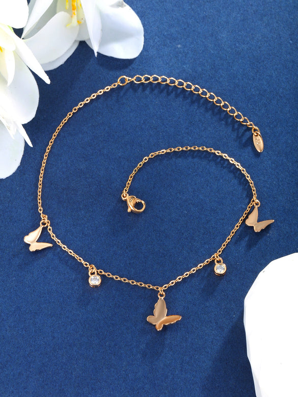 Jewelry Women's Butterfly Tassel Pendant Foot Chain Diecast Geometric Style
