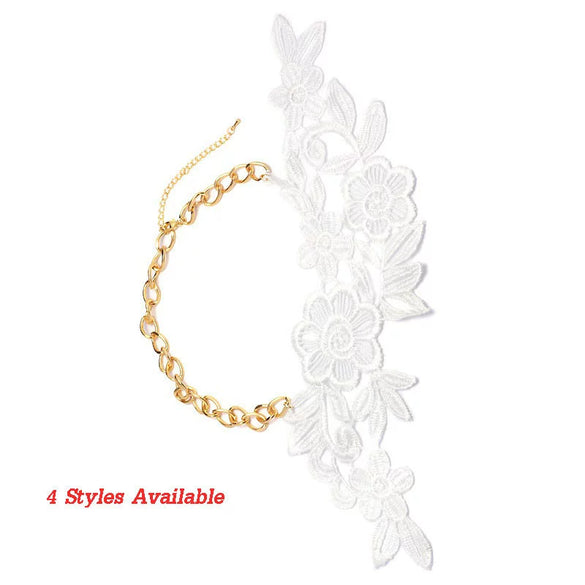 Jewelry Women's Clavicle Chain Alloy Bone Chain With Flower Pattern Electroplated