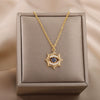 Jewelry Women's Clavicle Chain Copper Gold Plated With Blue Eye Pendant Devil's Eye Cross Chain