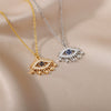 Jewelry Women's Clavicle Chain Copper Gold Plated With Blue Eye Pendant Devil's Eye Cross Chain