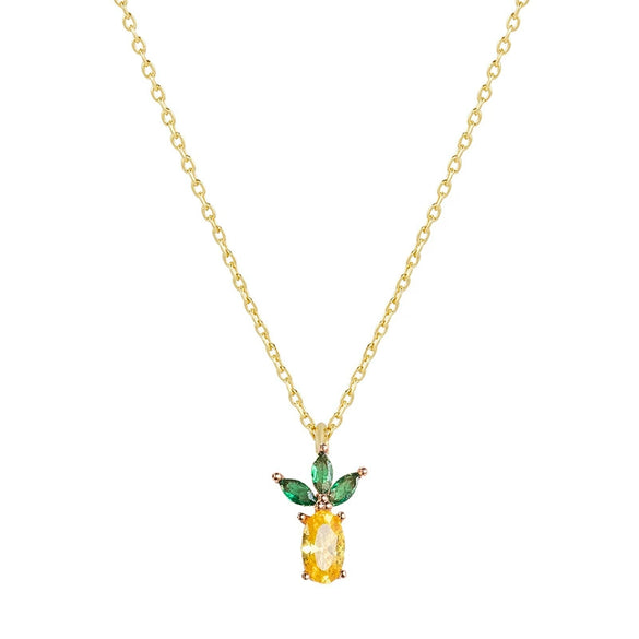 Jewelry Women's Copper Rhinestone Fruitshaped Pendant Clavicle Necklace With Zircon