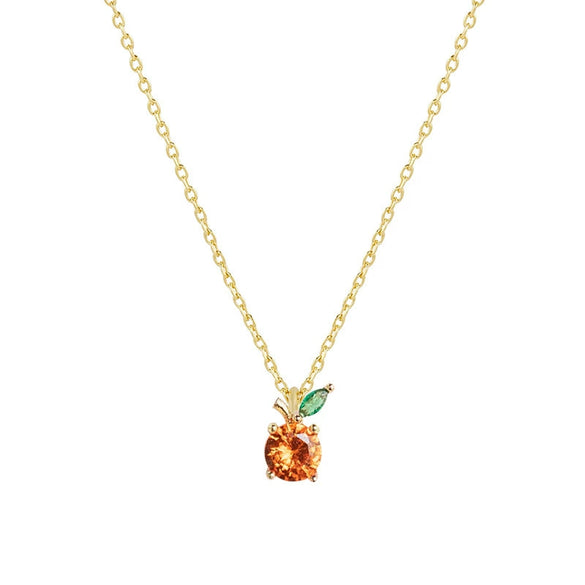 Jewelry Women's Copper Rhinestone Fruitshaped Pendant Clavicle Necklace With Zircon