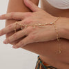 Jewelry Women's Geometric Crystal Pearl Beaded Copper Chain Finger Bracelet With Electroplating