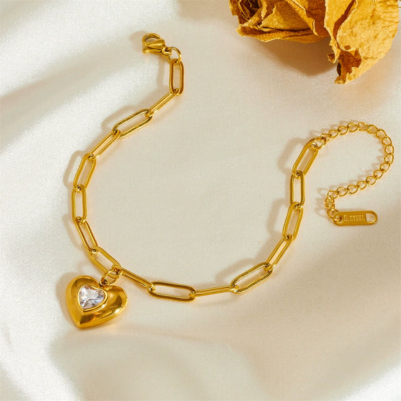 Jewelry Women's Love Bracelet Titanium Steel Heart Shape Pendant Electroplating