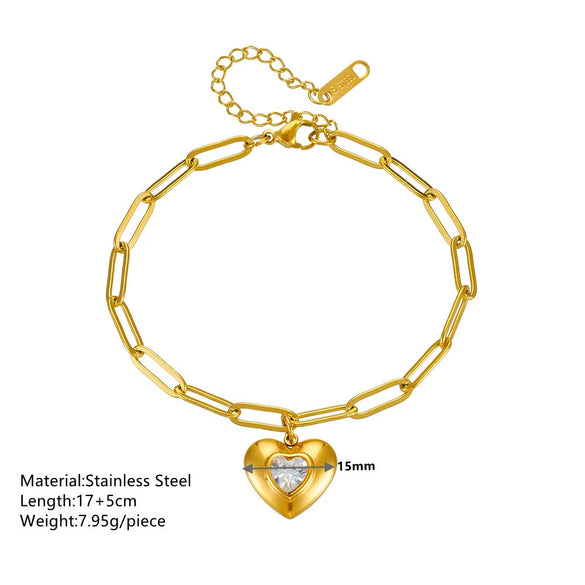 Jewelry Women's Love Bracelet Titanium Steel Heart Shape Pendant Electroplating