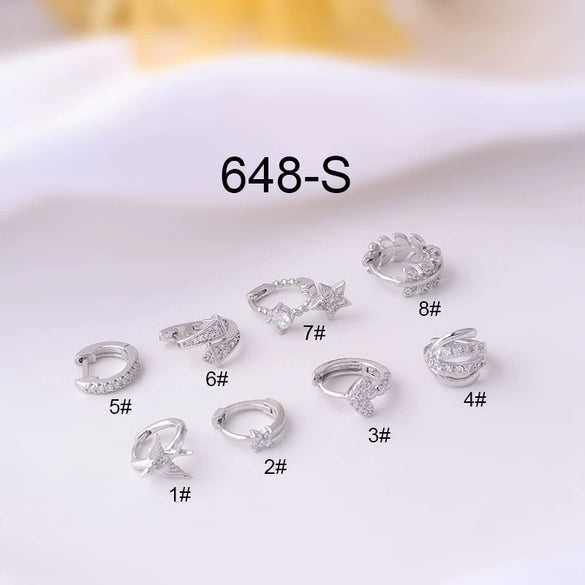 Jewelry Women's Metal Geometric Shape Microinlaid Zircon Ear Bone Small Ear Buckle Piercing Electroplated