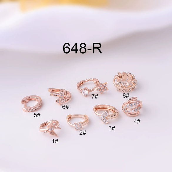 Jewelry Women's Metal Geometric Shape Microinlaid Zircon Ear Bone Small Ear Buckle Piercing Electroplated