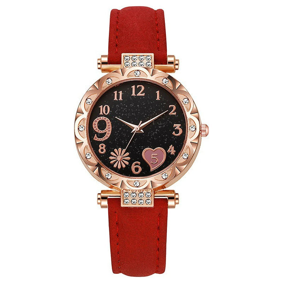 Jewelry Women's Quartz Watch Plastic Case Pu Strap Stainless Steel Buckle Round Dial Leisure Style