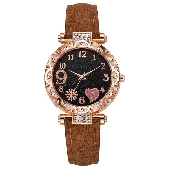 Jewelry Women's Quartz Watch Plastic Case Pu Strap Stainless Steel Buckle Round Dial Leisure Style