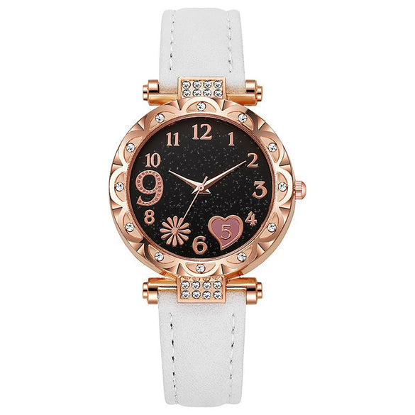 Jewelry Women's Quartz Watch Plastic Case Pu Strap Stainless Steel Buckle Round Dial Leisure Style