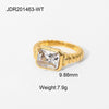 Jewelry Women's Retro Rectangular Emerald Pink Zircon Stainless Steel Geometric Ring Electroplated