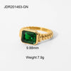 Jewelry Women's Retro Rectangular Emerald Pink Zircon Stainless Steel Geometric Ring Electroplated