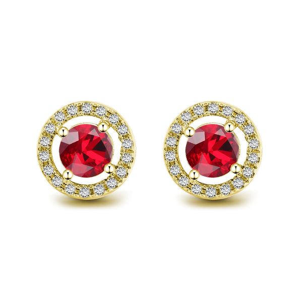 Jewelry Women's Round Earrings Brass Goldplated Geometric Mosaic With Artificial Gemstones And Semiprecious Stones