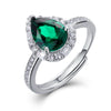 Jewelry Women's S925 Silver Ring Inlaid Cultivating Emeralds Geometric Style Set With Gems