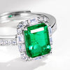 Jewelry Women's S925 Silver Ring Inlaid Cultivating Emeralds Geometric Style Set With Gems