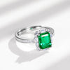 Jewelry Women's S925 Silver Ring Inlaid Cultivating Emeralds Geometric Style Set With Gems