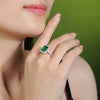 Jewelry Women's S925 Silver Ring Inlaid Cultivating Emeralds Geometric Style Set With Gems
