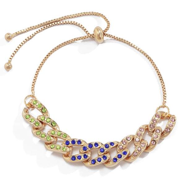 Jewelry Women's Simple Geometric Hollow Bracelet With Cuba Buckle Rhinestone Iron