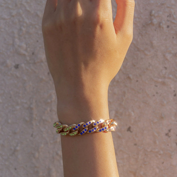 Jewelry Women's Simple Geometric Hollow Bracelet With Cuba Buckle Rhinestone Iron