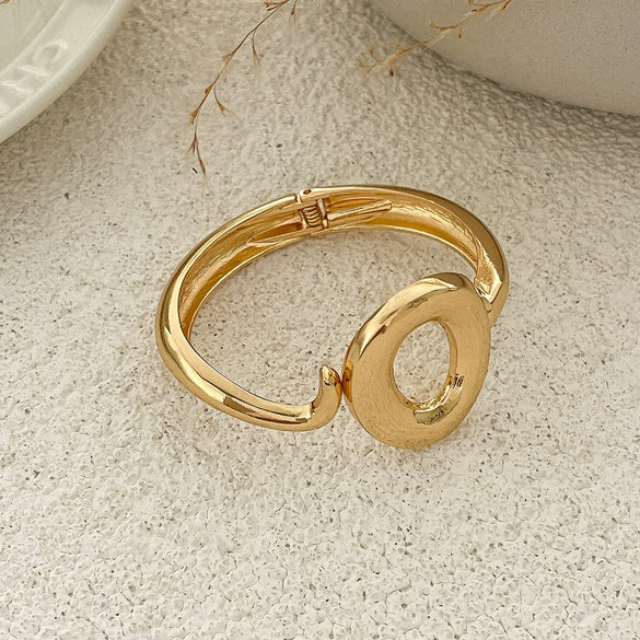 Jewelry Zinc Alloy Asymmetric Smooth Bracelet Heavy Industry Design Electroplating
