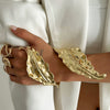 Jewelry Zinc Alloy Exaggerated Leaves Winding Opening Bracelet Electroplating