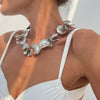 Jewelry Zinc Alloy Flower Irregular Pleated Petal Electroplating Necklace