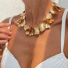 Jewelry Zinc Alloy Flower Irregular Pleated Petal Electroplating Necklace