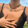 Jewelry Zinc Alloy Flower Pendant Flannel Necklace Electroplating Geometric Style For Women