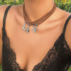 Jewelry Zinc Alloy Flower Pendant Flannel Necklace Electroplating Geometric Style For Women
