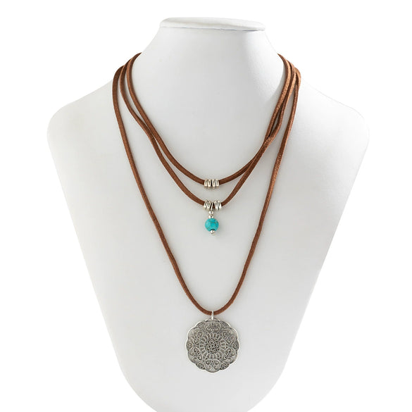 Jewelry Zinc Alloy Flower Pendant Flannel Necklace Electroplating Geometric Style For Women