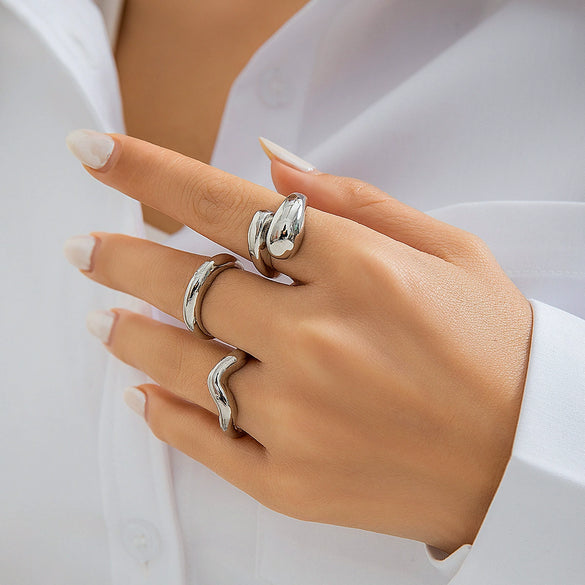 Jewelry Zinc Alloy Geometric Arc Ring Electroplating