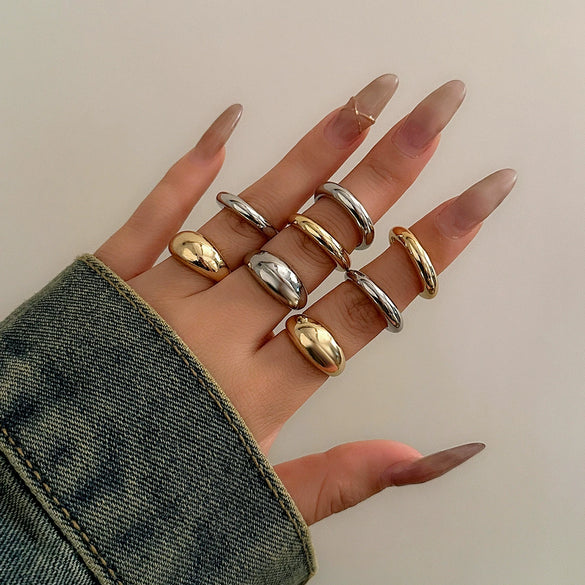 Jewelry Zinc Alloy Geometric Arc Ring Electroplating