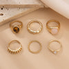 Jewelry Zinc Alloy Geometric Inlaid Ring Set Cold Style Electroplating For Women