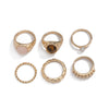 Jewelry Zinc Alloy Geometric Inlaid Ring Set Cold Style Electroplating For Women