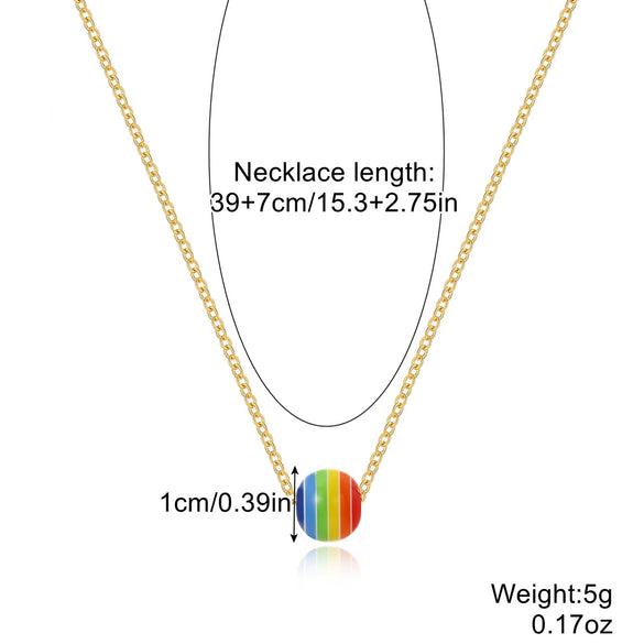 Jewelry Zinc Alloy Geometric Rainbow Pendant Clavicle Chain Multi Layer Couple Necklace