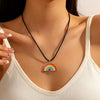 Jewelry Zinc Alloy Geometric Rainbow Pendant Clavicle Chain Multi Layer Couple Necklace