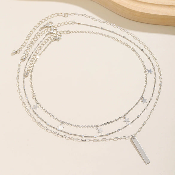 Jewelry Zinc Alloy Geometric Snake Bone Chain Imitation Pearl Multi Layer Necklace For Women Electroplated