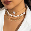Jewelry Zinc Alloy Resin Beaded Necklace With Starfish Shell Star Shape Retro Electroplating For Women